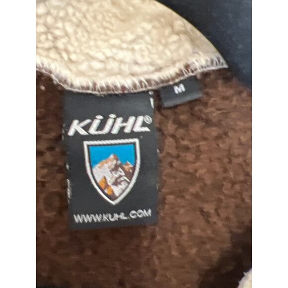 Kuhl size M jacket brown/cream zip up hooded soft cozy **flaws see photos - Picture 7 of 10